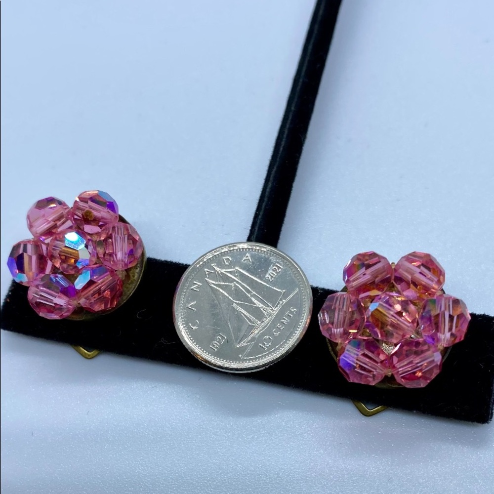 MADE IN ITALY PINK CRYSTAL CLIP ON EARRINGS